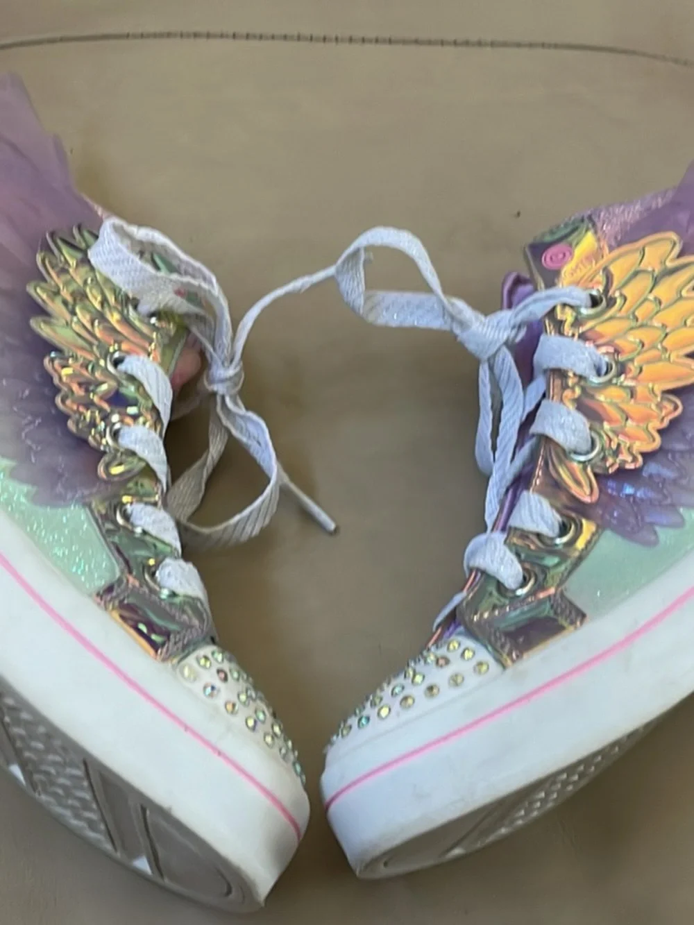 Skechers Twinkle Toes Angel Wings High-tops, Iridescent, Girl's Size 2